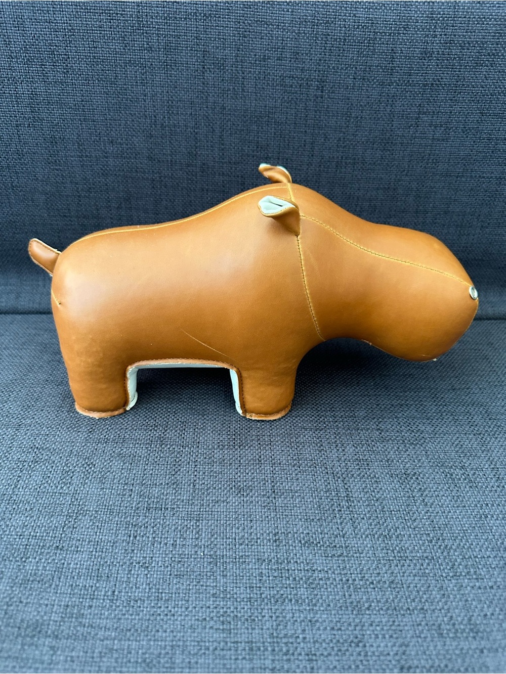 CB2 - Zuny Cognac/White Vegan Leather Hippo Bookend / Paperweight / Home Decor
